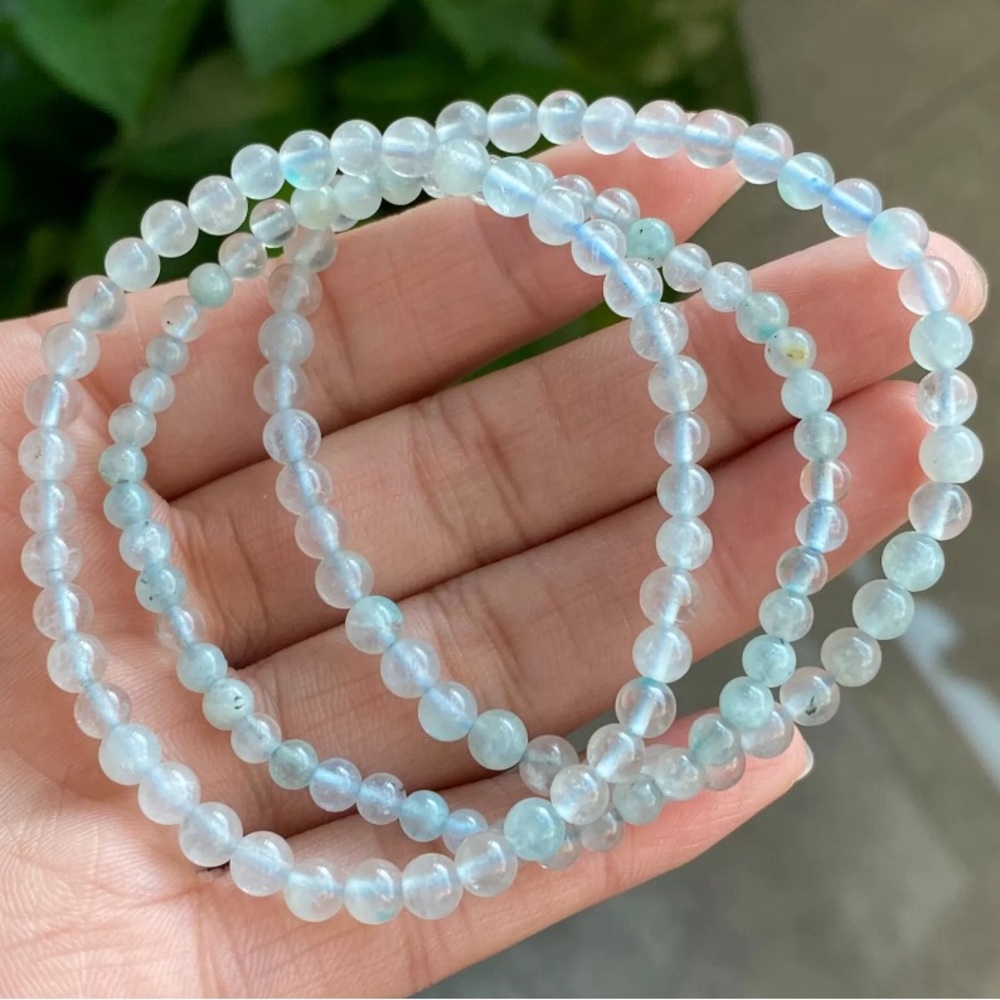 3pcs Natural Ice Mozambique Amazonite Gems Beads Bracelet new